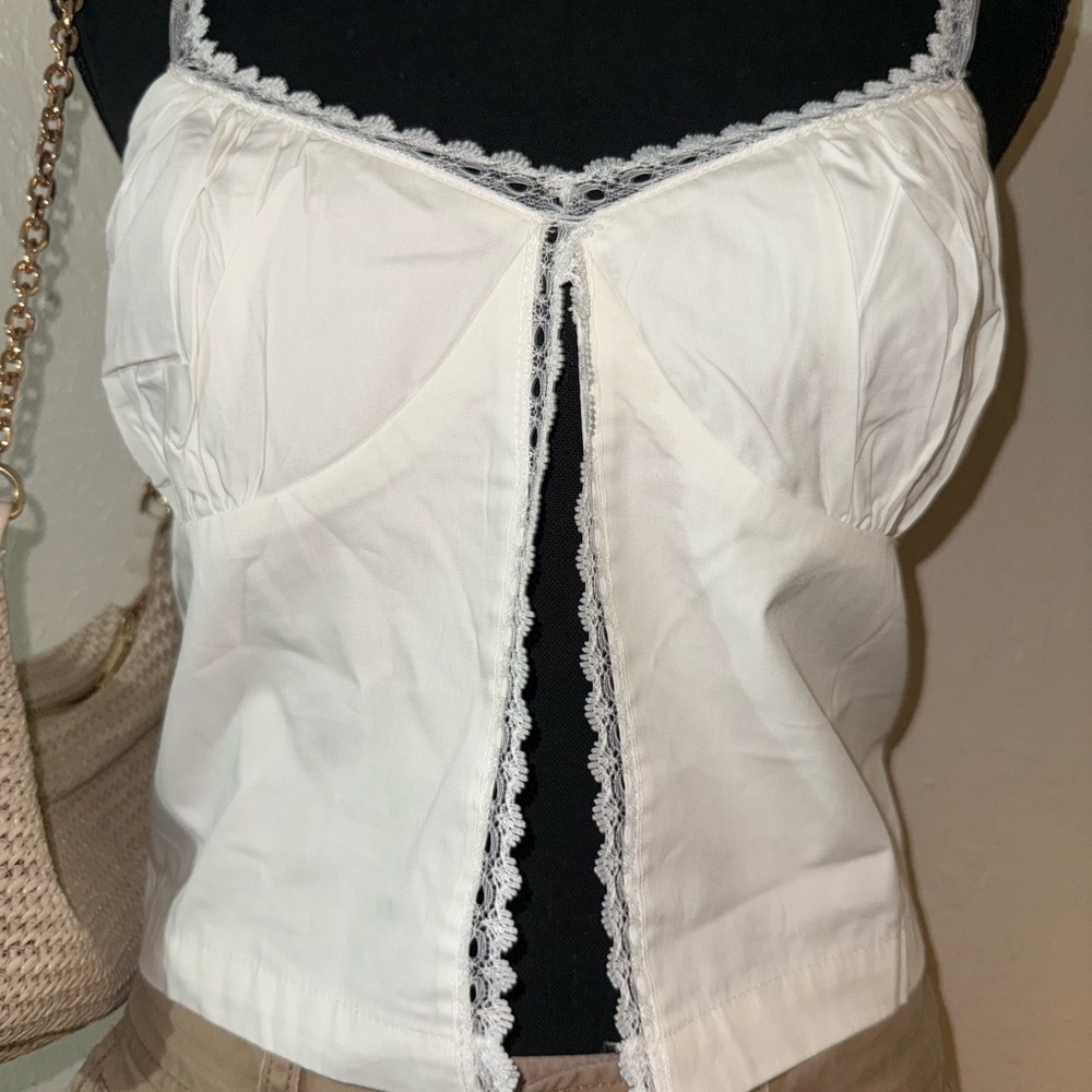 MAJORELLE White Lace Trim Camisole
